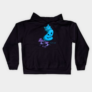 Mili Fay’s Halloween Pumpkin Cat — Blue Kids Hoodie